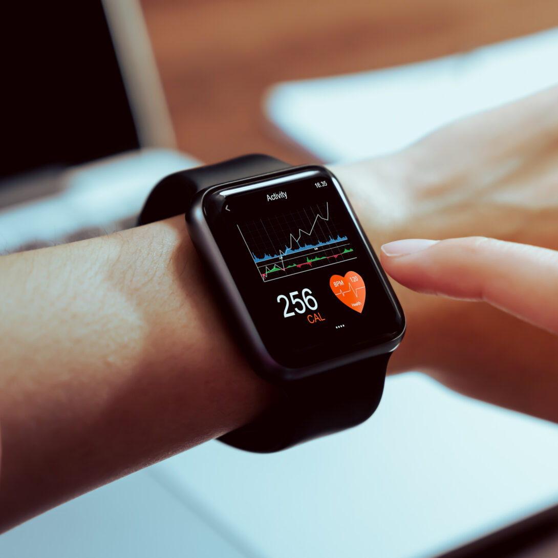 Apple watch displaying health data.